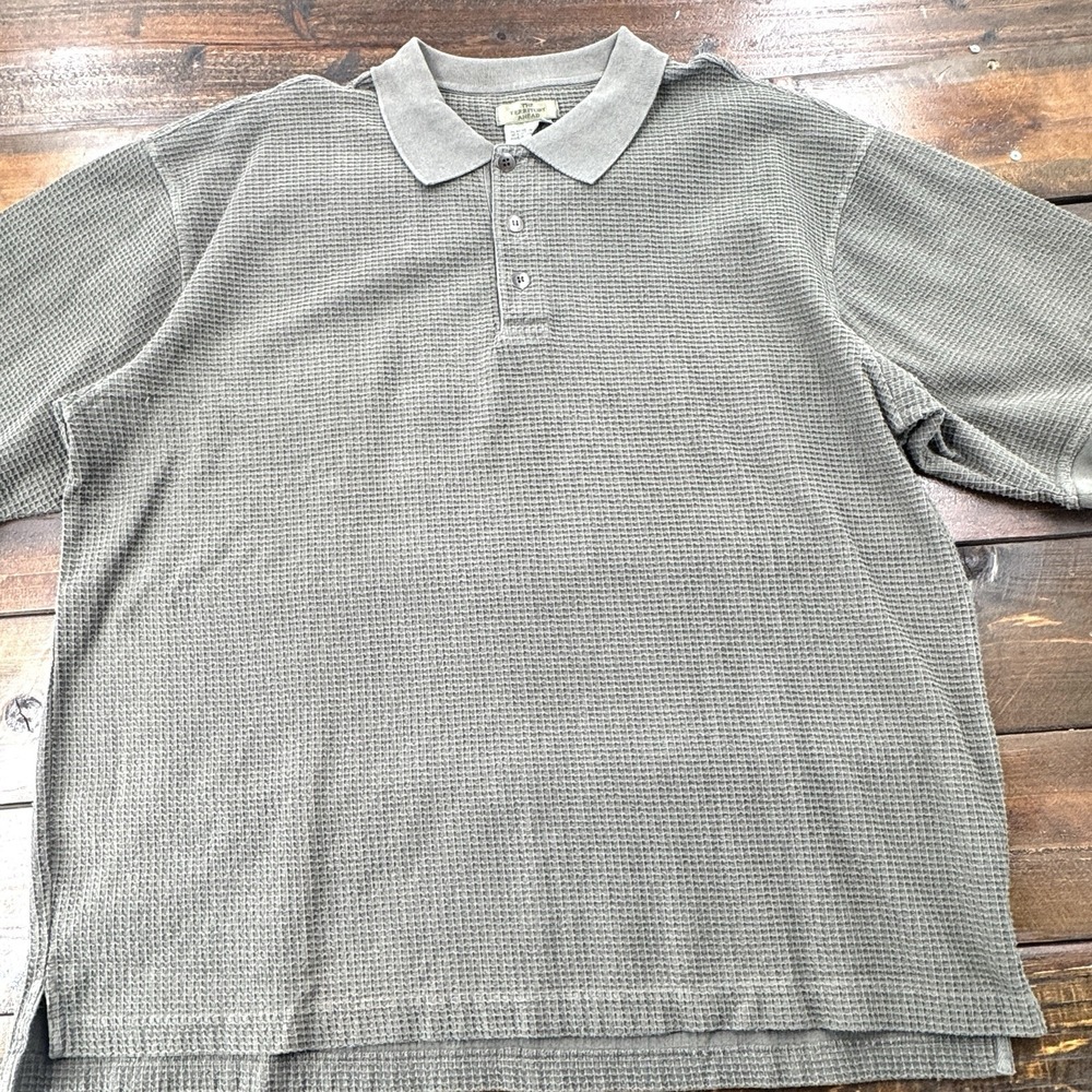 The‎ Territory Ahead Men's 2XL Gray- Green Polo Waffled Cotton Golf Casual - Picture 5 of 11
